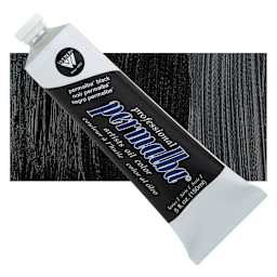 Weber Permalba Artists Oil Color - Permalba Black, 150 ml tube and swatch
