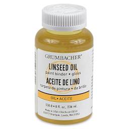 Grumbacher Linseed Oil - Front of 8 oz Bottle