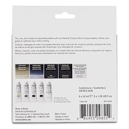 Winsor & Newton Artists' Oil Colors - Set of 5, Neutral Colors, 37ml tubes back of package