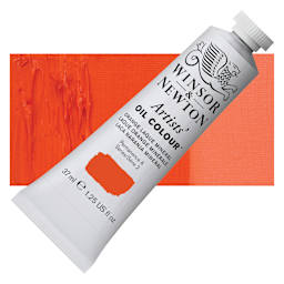 Winsor & Newton Artists' Oil Color - Orange Laque Mineral, 37 ml tube and swatch