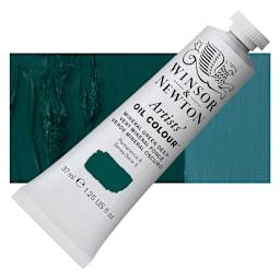 Winsor & Newton Artists' Oil Color - Mineral Green Deep, 37 ml tube and swatch