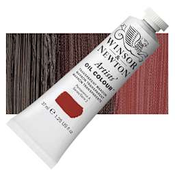 Winsor & Newton Artists' Oil Color - Transparent Maroon, 37 ml tube and swatch