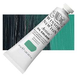 Winsor & Newton Artists' Oil Color - Winsor Green, 37 ml tube and swatch