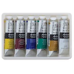 Winsor & Newton Artisan Water Mixable Oil Paints - Beginner Set of 6 Colors shown open in tray