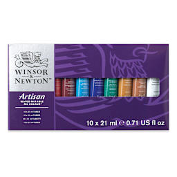Winsor & Newton Artisan Water Mixable Oil Paint - Set of 10, Assorted Colors, 21 ml, Tubes (Front of packaging)