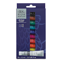 Winsor & Newton Artisan Water Mixable Oil Paint - Set of 10, Assorted Colors, 12 ml, Tubes (Front of packaging)