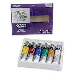 Winsor & Newton Artisan Water Mixable Oil Paint - Starter Set of 6 Colors 21 ml Tubes in tray 