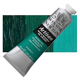 Winsor & Newton Artisan Water Mixable Oil Paint - Viridian Hue, 37 ml tube and swatch