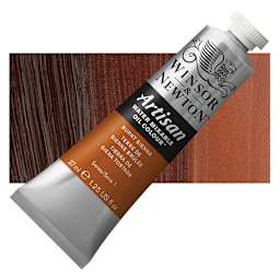 Winsor & Newton Artisan Water Mixable Oil Paint - Burnt Sienna, 37 ml tube and swatch