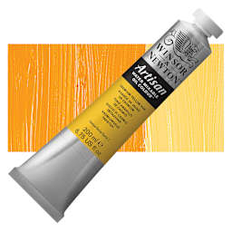 Winsor & Newton Artisan Water Mixable Oil Paint - Cadmium Yellow Hue, 200 ml tube and swatch