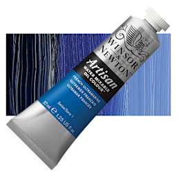 Winsor & Newton Artisan Water Mixable Oil Paint - French Ultramarine, 37 ml tube and swatch