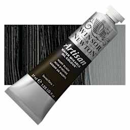 Winsor & Newton Artisan Water Mixable Oil Paint - Ivory Black, 37 ml tube and swatch