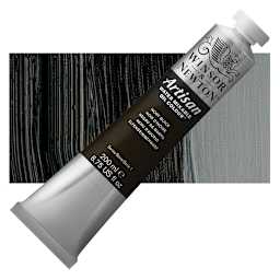 Winsor & Newton Artisan Water Mixable Oil Paint - Ivory Black, 200 ml tube and swatch