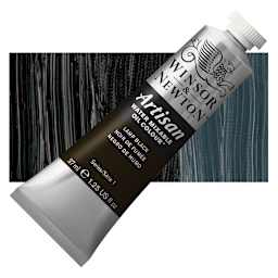 Winsor & Newton Artisan Water Mixable Oil Paint - Lamp Black, 37 ml tube and swatch