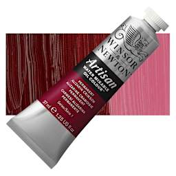 Winsor & Newton Artisan Water Mixable Oil Paint - Permanent Alizarin Crimson, 37 ml tube and swatch