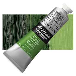 Winsor & Newton Artisan Water Mixable Oil Paint - Permanent Sap Green, 37 ml tube and swatch