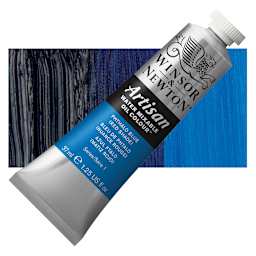 Winsor & Newton Artisan Water Mixable Oil Paint - Phthalo Blue (Red Shade), 37 ml tube and swatch