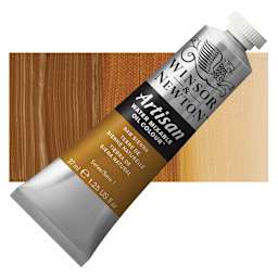 Winsor & Newton Artisan Water Mixable Oil Paint - Raw Sienna, 37 ml tube and swatch