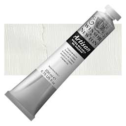 Winsor & Newton Artisan Water Mixable Oil Paint - Titanium White, 200 ml tube and swatch