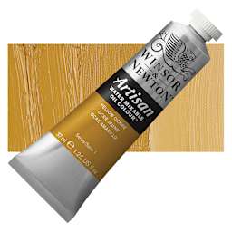 Winsor & Newton Artisan Water Mixable Oil Paint - Yellow Ochre, 37 ml tube and swatch