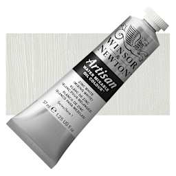 Winsor & Newton Artisan Water Mixable Oil Paint - Zinc White, 37 ml tube and swatch