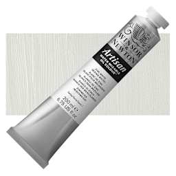 Winsor & Newton Artisan Water Mixable Oil Paint - Zinc White (Mixing White), 200 ml tube and swatch