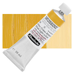 Schmincke Mussini Oil Color - Attish Light Ochre, 35 ml Tube and swatch