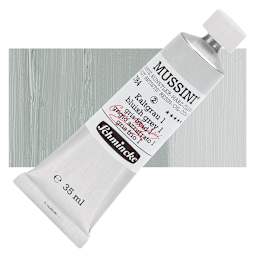 Schmincke Mussini Oil Color - Bluish Gray 1, 35 ml tube and swatch