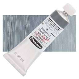 Schmincke Mussini Oil Color - Bluish Gray 2, 35 ml tube and swatch