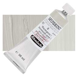 Schmincke Mussini Oil Color - Brownish Gray 1, 35 ml tube and swatch