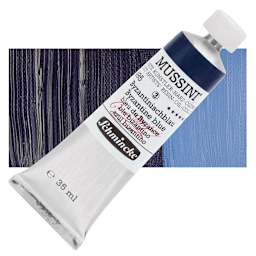 Schmincke Mussini Oil Color - Byzantine Blue, 35 ml tube and swatch