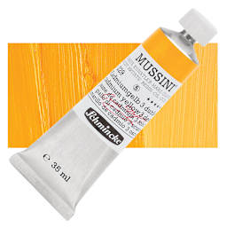 Schmincke Mussini Oil Color - Cadmium Yellow 3 Deep, 35 ml tube and swatch