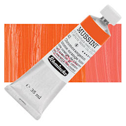 Schmincke Mussini Oil Color - Chrome Orange Tone, 35 ml tube and swatch