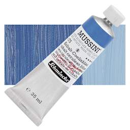 Schmincke Mussini Oil Color - Cobalt Cerulean Blue, 35 ml tube and swatch