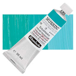 Schmincke Mussini Oil Color - Cobalt Turquoise, 35 ml tube and swatch
