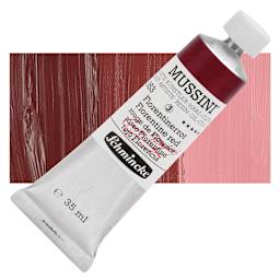 Schmincke Mussini Oil Color - Florentine Red, 35 ml Tube and swatch