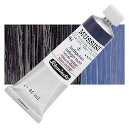 Schmincke Mussini Oil Color - Indigo Tone, 35 ml tube and swatch