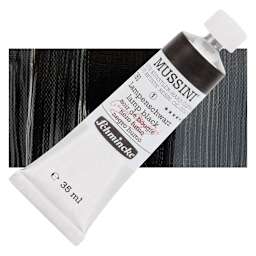 Schmincke Mussini Oil Color - Lamp Black, 35 ml tube and swatch