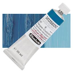 Schmincke Mussini Oil Color - Manganese Cerulean Blue, 35 ml tube and swatch