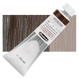 Schmincke Mussini Oil Color - Natural Burnt Umber, 150 ml Tube and swatch