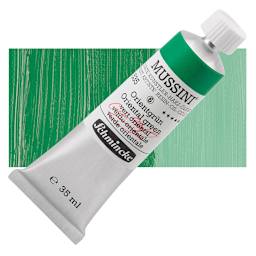 Schmincke Mussini Oil Color - Oriental Green, 35 ml tube and swatch