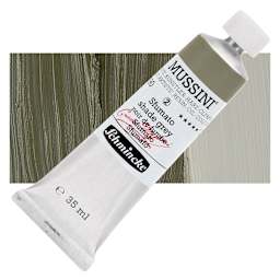 Schmincke Mussini Oil Color - Shade Gray, 35 ml tube and swatch