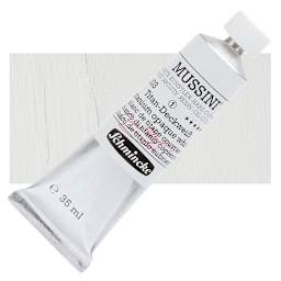 Schmincke Mussini Oil Color - Titanium Opaque White, 35 ml tube and swatch