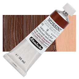 Schmincke Mussini Oil Color - Translucent Red Oxide, 35 ml tube and swatch