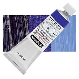 Schmincke Mussini Oil Color - Ultramarine Blue Light, 35 ml tube and swatch