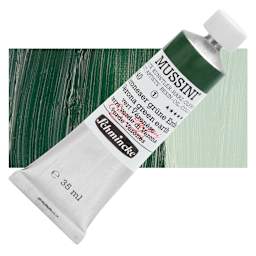 Schmincke Mussini Oil Color - Verona Green Earth, 35 ml tube and swatch