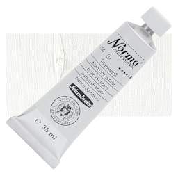 Schmincke Norma Professional Oil Paint - Titanium White, 35 ml, Tube and swatch