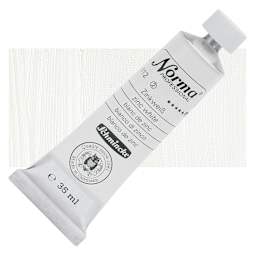 Schmincke Norma Professional Oil Paint - Zinc White, 35 ml, Tube and swatch