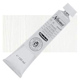 Schmincke Norma Professional Oil Paint - Zinc White, 120 ml, Tube and swatch