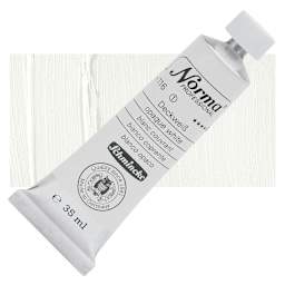 Schmincke Norma Professional Oil Paint - Opaque White, 35 ml, Tube and swatch
